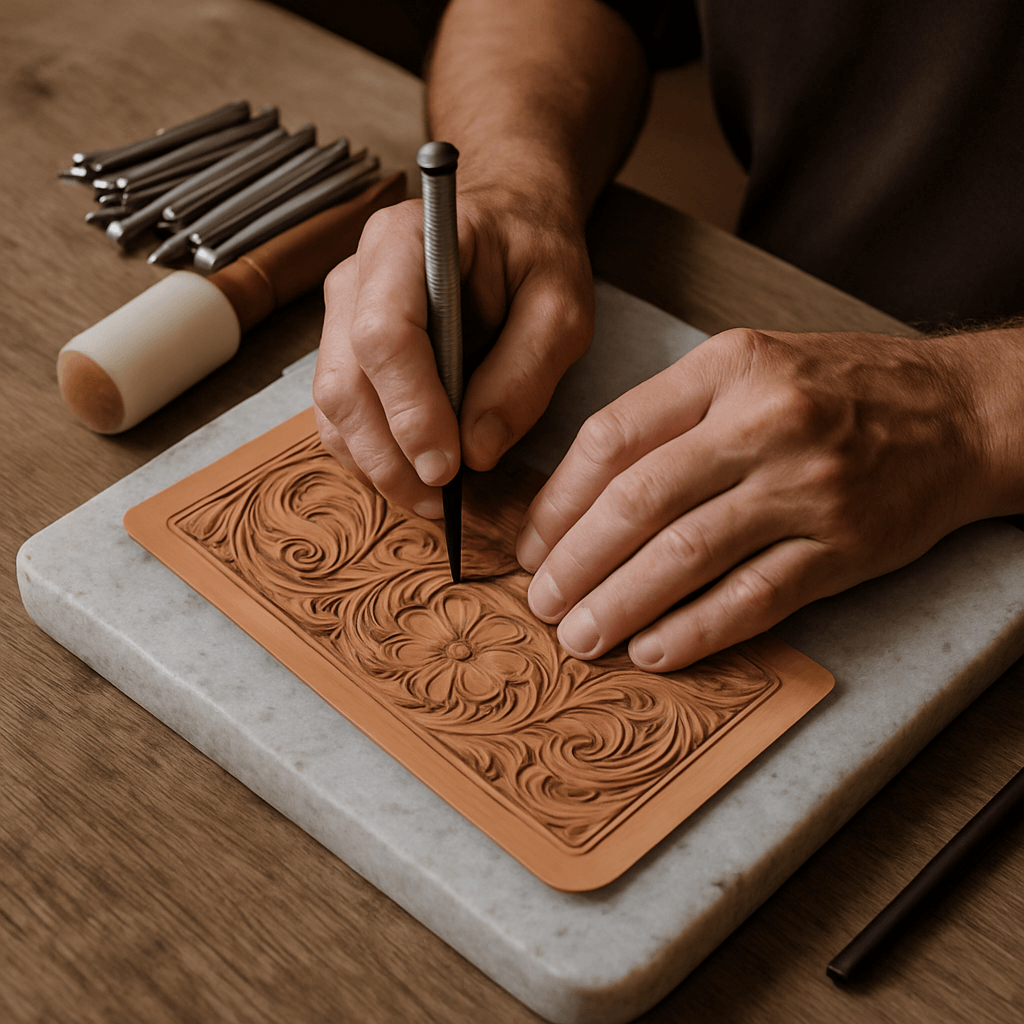 Leather carving detail